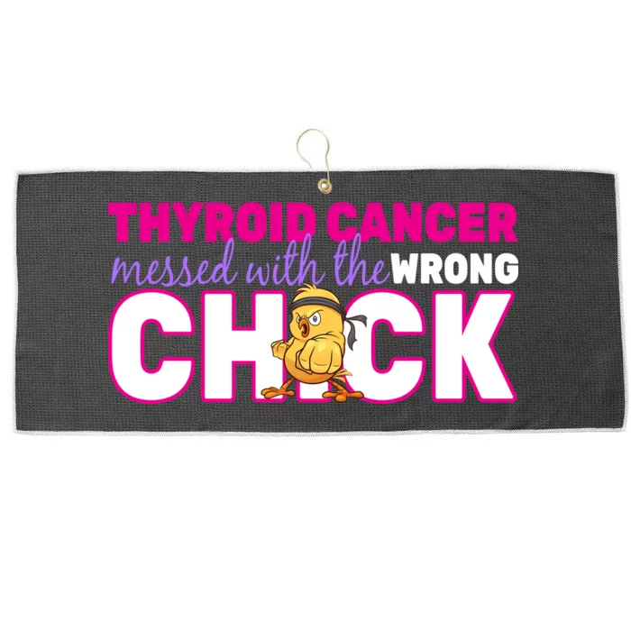 Thyroid Cancer Mess With The Wrong Chick Large Microfiber Waffle Golf Towel