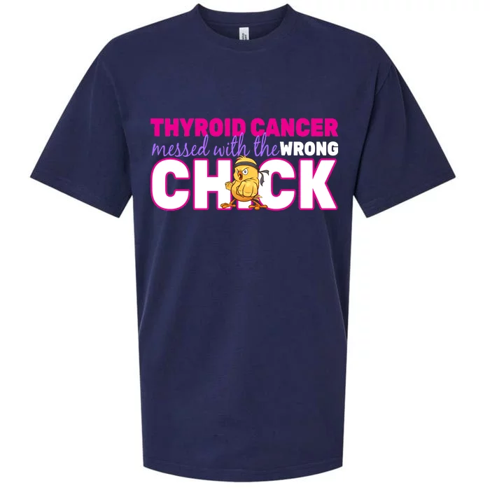 Thyroid Cancer Mess With The Wrong Chick Sueded Cloud Jersey T-Shirt