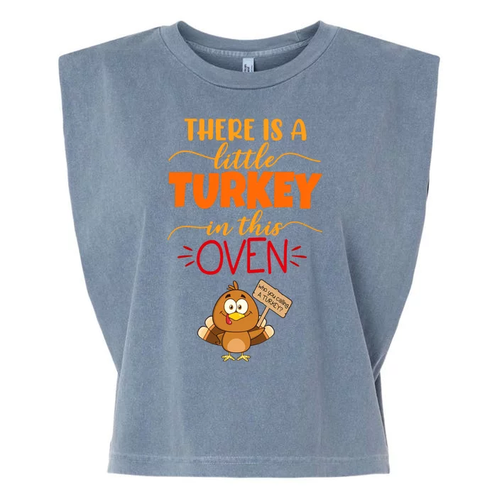 There Is A Little Turkey In This Oven Pregnancy Garment-Dyed Women's Muscle Tee