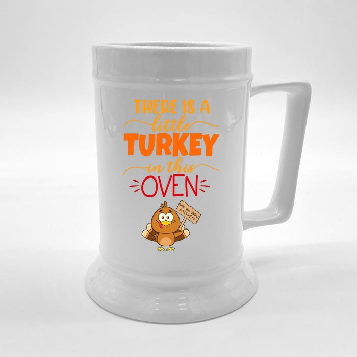 There Is A Little Turkey In This Oven Pregnancy Front & Back Beer Stein