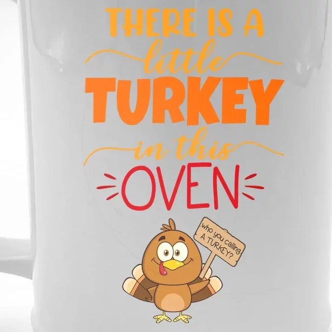 There Is A Little Turkey In This Oven Pregnancy Front & Back Beer Stein