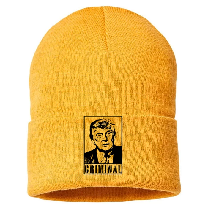 Trump Is A Criminal Anti Trump Impeach The President Sustainable Knit Beanie