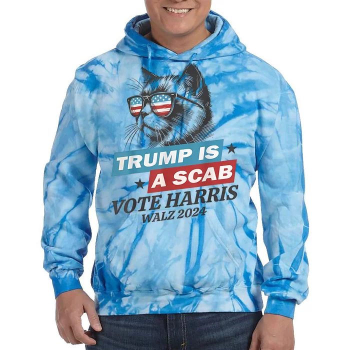 Trump Is A Scab Vote Harris Walz 2024 Childless Cat Lady Tie Dye Hoodie