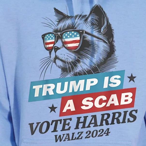 Trump Is A Scab Vote Harris Walz 2024 Childless Cat Lady Unisex Surf Hoodie