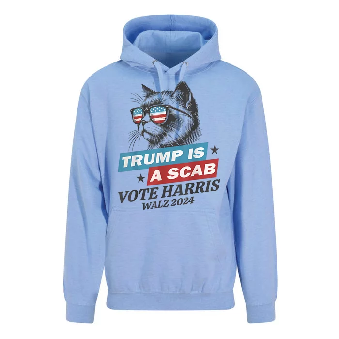 Trump Is A Scab Vote Harris Walz 2024 Childless Cat Lady Unisex Surf Hoodie