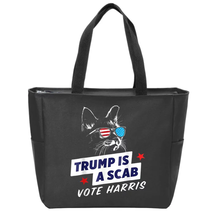 Trump Is A Scab Vote Harris Walz 2024 Childless Cat Lady Zip Tote Bag