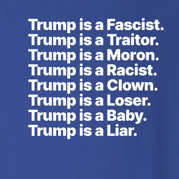 Trump Is A Fascist Traitor Moron Racist Clown Loser Liar Toddler Long Sleeve Shirt