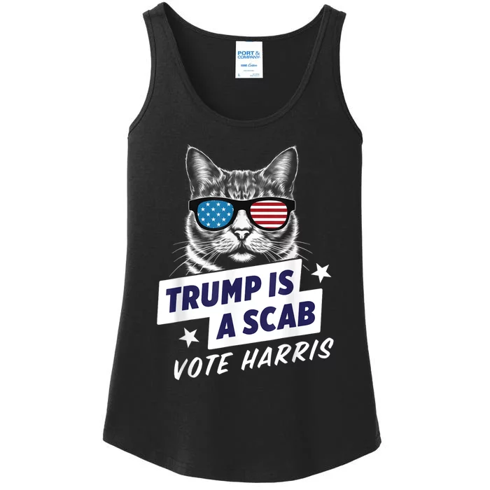 Trump Is A Scab Vote Kamala Harris 2024 Ladies Essential Tank