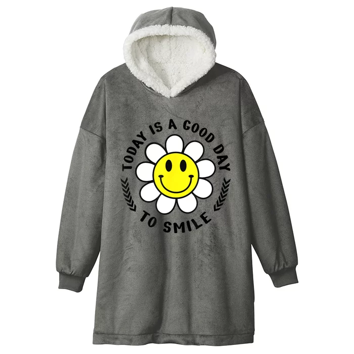 Today Is A Good Day To Smile Yellow Smiley Face Hooded Wearable Blanket