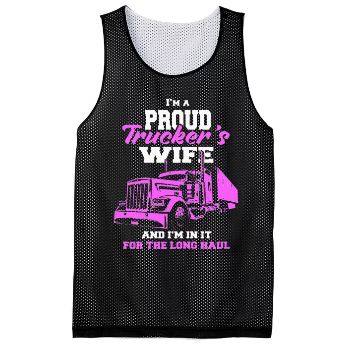 Trucker I'm A Proud Trackers Wife. Truck Drivers Mum Mesh Reversible Basketball Jersey Tank