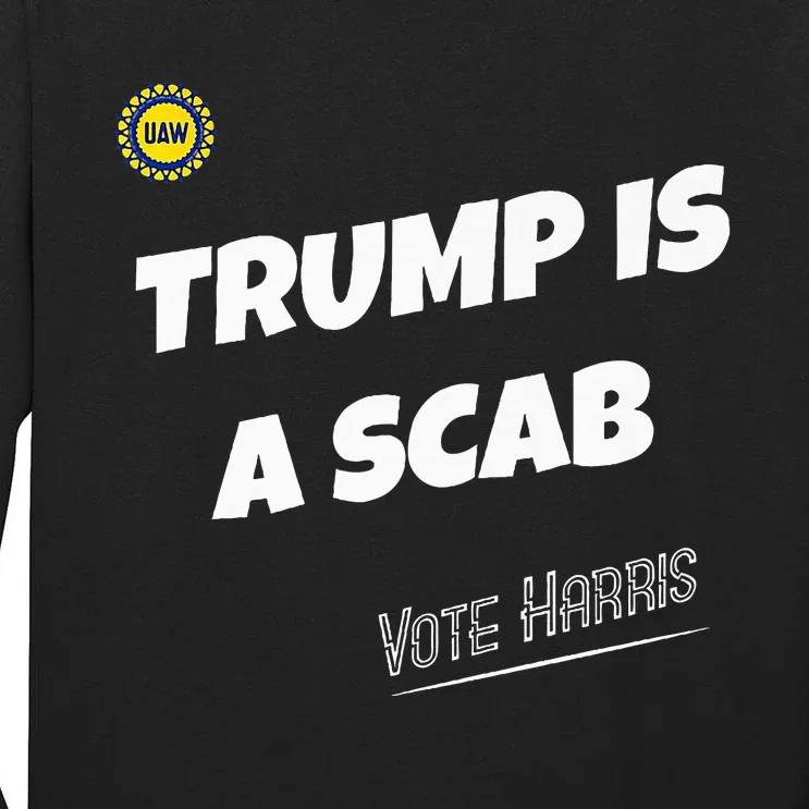 Trump Is A Scab Vote Kamala Harris Funny Uaw Union Premium Tall Long Sleeve T-Shirt