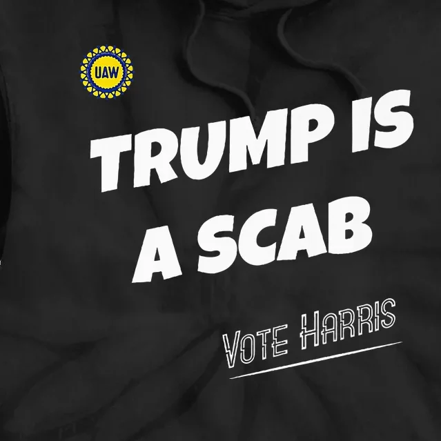 Trump Is A Scab Vote Kamala Harris Funny Uaw Union Premium Tie Dye Hoodie