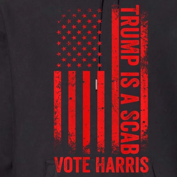 Trump Is A Scab Vote Harris Usa Flag Political Premium Hoodie