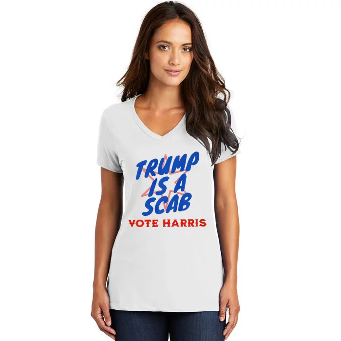 Trump Is A Scab Vote Harris Premium= Women's V-Neck T-Shirt