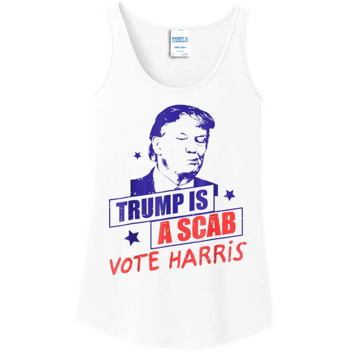 Trump Is A Scab Vote Kamala Harris 2024 Ladies Essential Tank