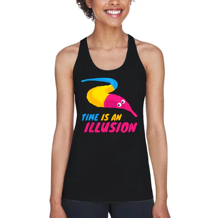 Time Is An Illusion Magic Worm Women's Racerback Tank