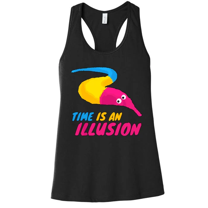 Time Is An Illusion Magic Worm Women's Racerback Tank