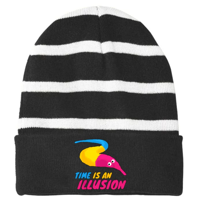 Time Is An Illusion Magic Worm Striped Beanie with Solid Band