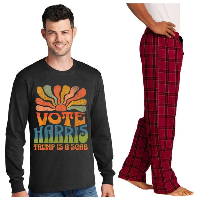 Trump Is A Scab Vote Kamala Harris 2024 Long Sleeve Pajama Set