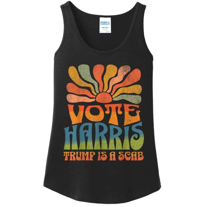 Trump Is A Scab Vote Kamala Harris 2024 Ladies Essential Tank