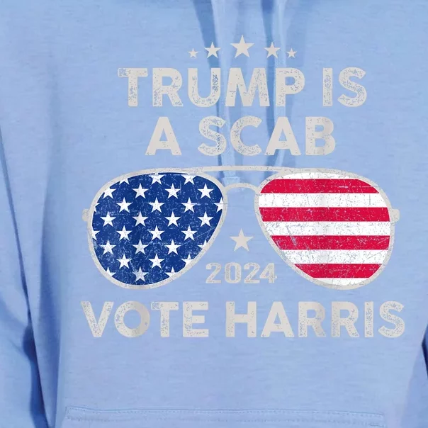 Trump Is A Scab Vote Harris Waltz 47th 47 President Us Flag Unisex Surf Hoodie