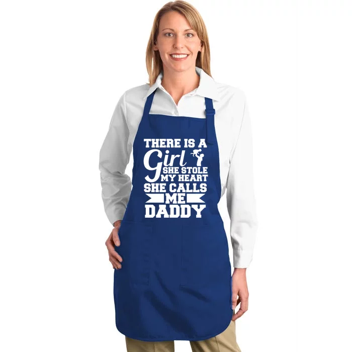 There Is A She Stole My Heart She Calls Me Daddy Gift Full-Length Apron With Pocket