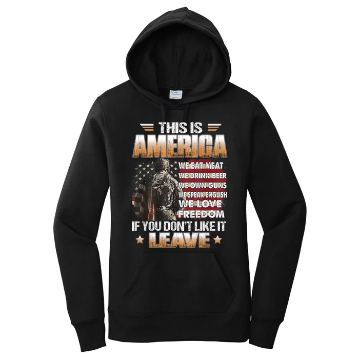 This Is America We Eat Meat We Drink Beer Women's Pullover Hoodie