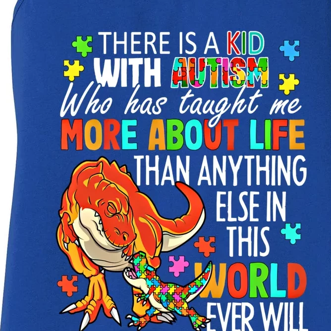 There Is A With Autism Dinosaur Mom Autism Month Meaningful Gift Women's Racerback Tank