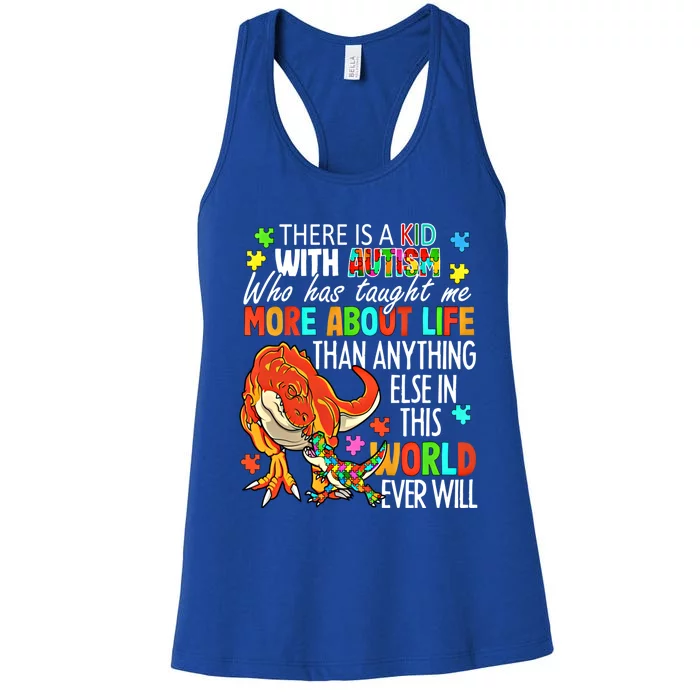 There Is A With Autism Dinosaur Mom Autism Month Meaningful Gift Women's Racerback Tank