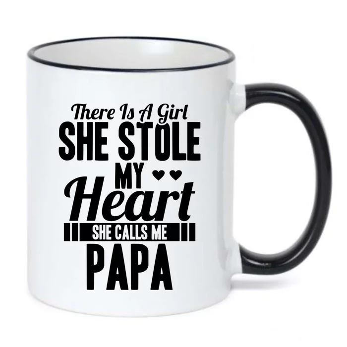 There Is A She Stole My Heart She Calls Me Papa Gift Black Color Changing Mug