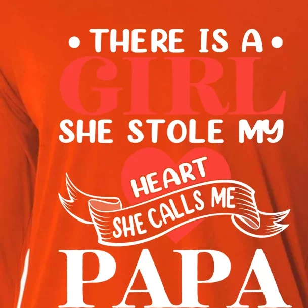 There Is A She Stole My Heart She Calls Me Papa Gift Cooling Performance Long Sleeve Crew