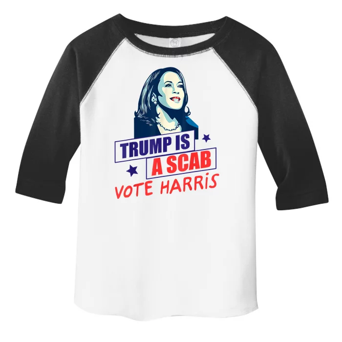 Trump Is A Scab Vote Kamala Harris Funny 2024 Toddler Fine Jersey T-Shirt