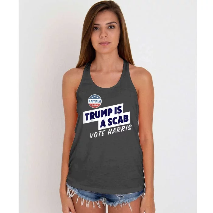 Trump Is A Scab Vote Kamala Harris Women's Knotted Racerback Tank