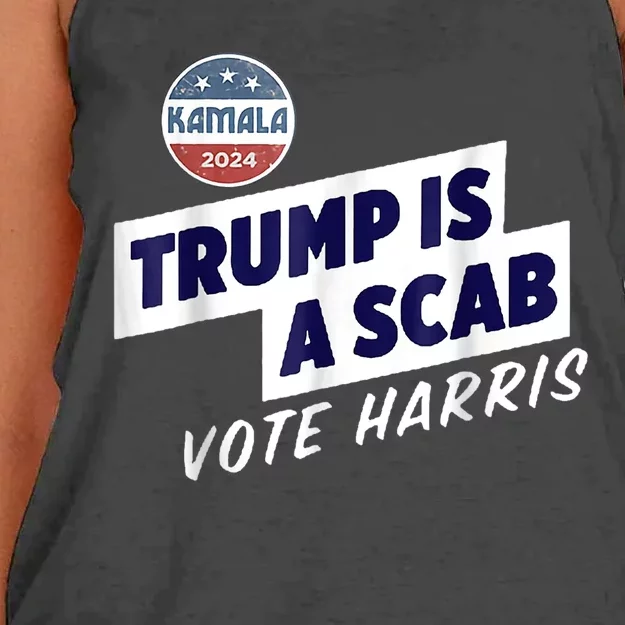 Trump Is A Scab Vote Kamala Harris Women's Knotted Racerback Tank