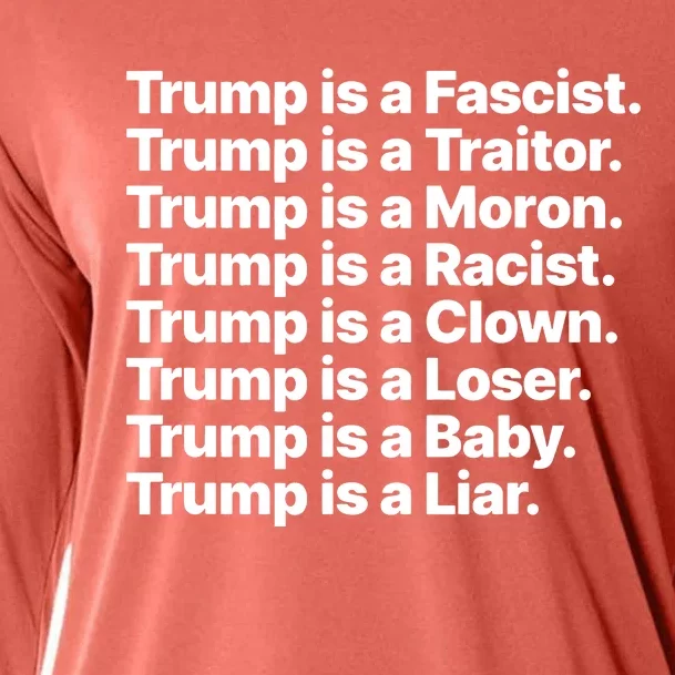 Trump Is A Fascist Traitor Moron Racist Clown Loser Liar Cooling Performance Long Sleeve Crew