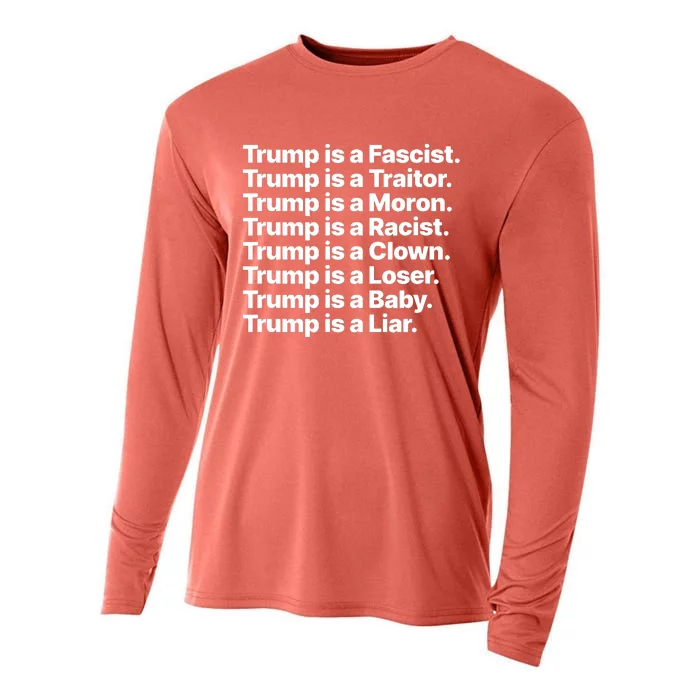 Trump Is A Fascist Traitor Moron Racist Clown Loser Liar Cooling Performance Long Sleeve Crew