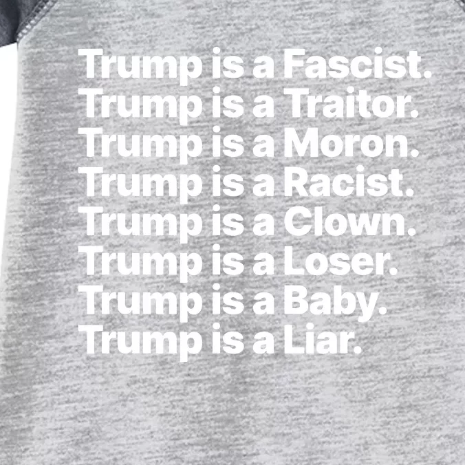 Trump Is A Fascist Traitor Moron Racist Clown Loser Liar Infant Baby Jersey Bodysuit