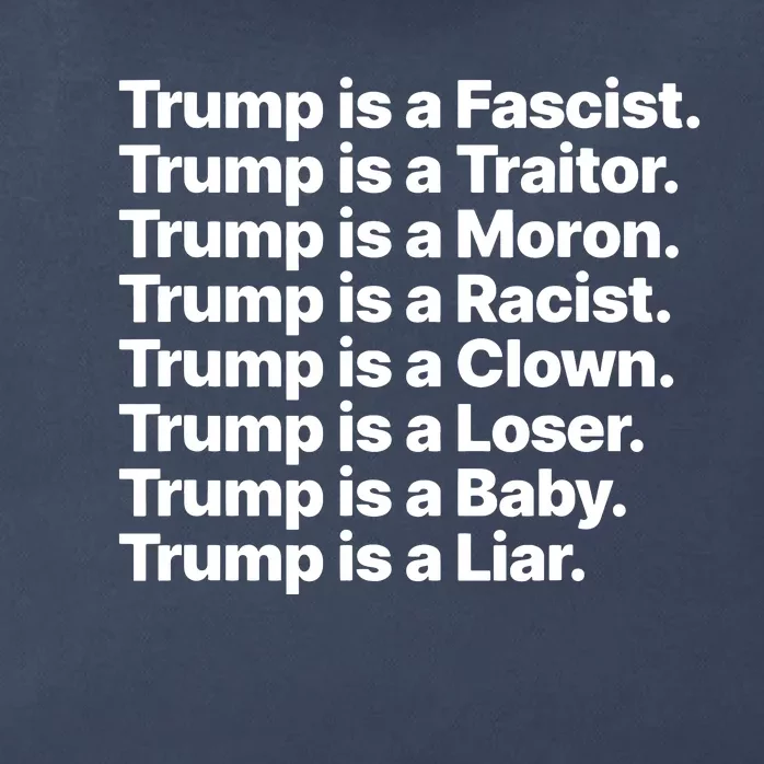 Trump Is A Fascist Traitor Moron Racist Clown Loser Liar Zip Tote Bag