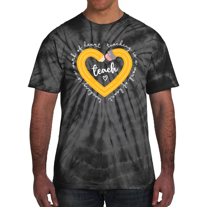 Teaching Is A Work Of Heart Teacher Back To School Tie-Dye T-Shirt