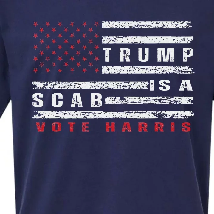 Trump Is A Scab Vote Harris Walz 2024 Kamala American Flag Sueded Cloud Jersey T-Shirt