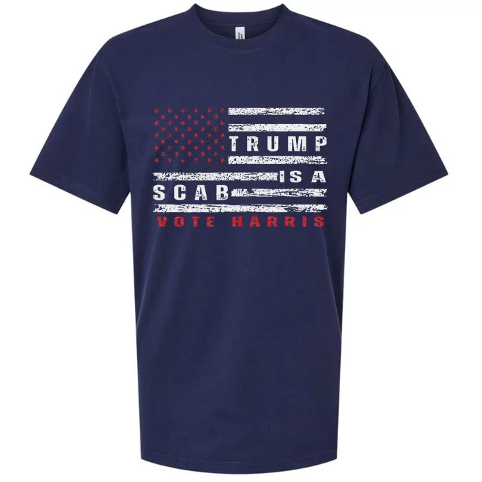 Trump Is A Scab Vote Harris Walz 2024 Kamala American Flag Sueded Cloud Jersey T-Shirt