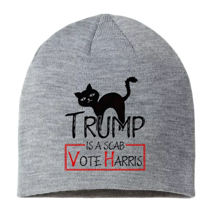 Trump Is A Scab Vote Harris 2024 Kamala Harris Cat Funny 8 1/2in Sustainable Knit Beanie