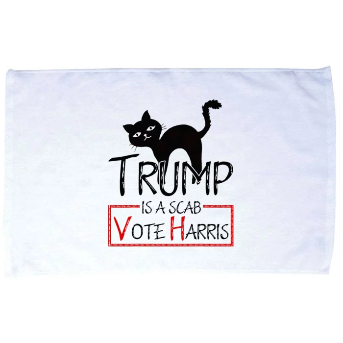 Trump Is A Scab Vote Harris 2024 Kamala Harris Cat Funny Microfiber Hand Towel