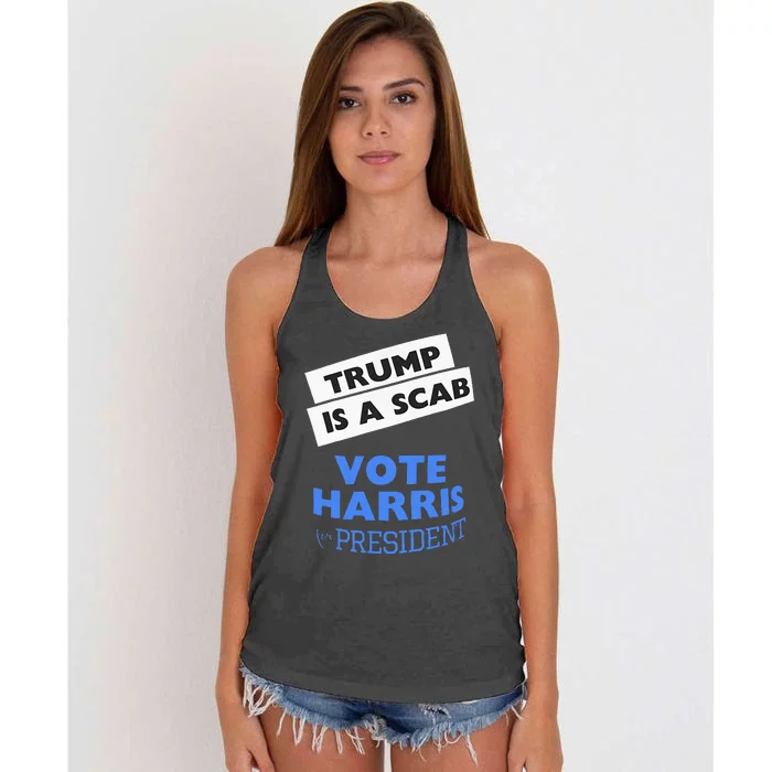 Trump Is A Scab Vote Harris 2024 President Election Women's Knotted Racerback Tank