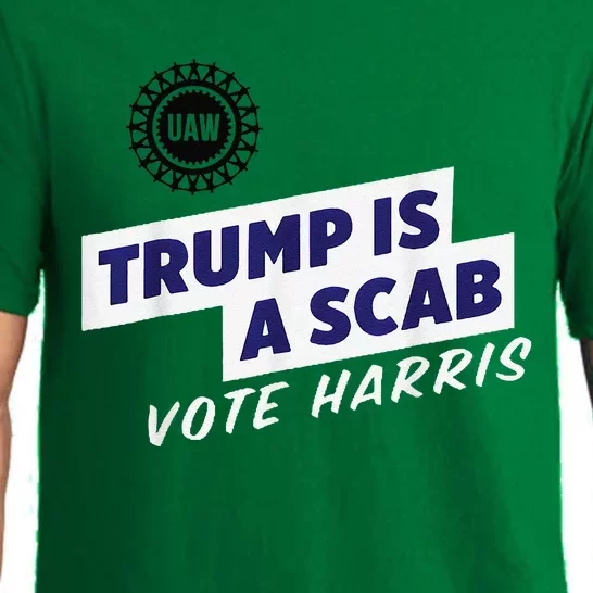 Trump Is A Scab Vote Kamala Harris Funny Uaw Red Pajama Set