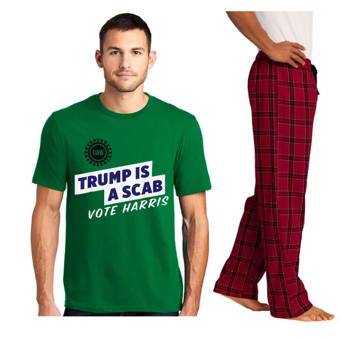 Trump Is A Scab Vote Kamala Harris Funny Uaw Red Pajama Set