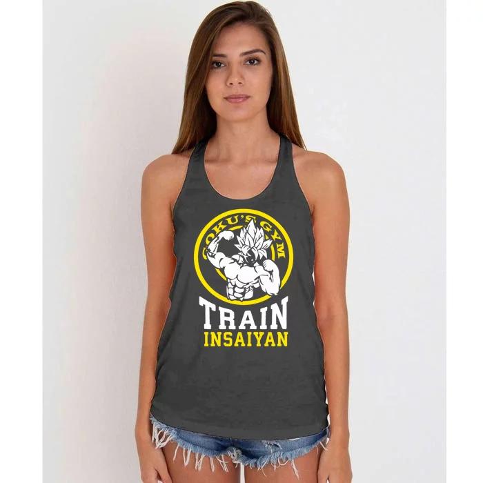 Train Insaiyan Anime Gym And Workout Motivational Premium Women's Knotted Racerback Tank