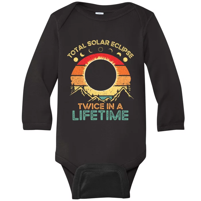 Twice In A Lifetime Solar Eclipse 2024 Total Eclipse Baby Long Sleeve Bodysuit