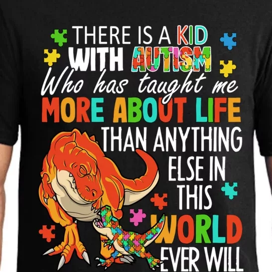 There Is A With Autism Dinosaur Mom Autism Month Gift Pajama Set