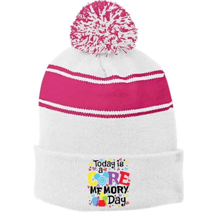 Today Is A Core Memory Day Funny Emotions Out Stripe Pom Pom Beanie